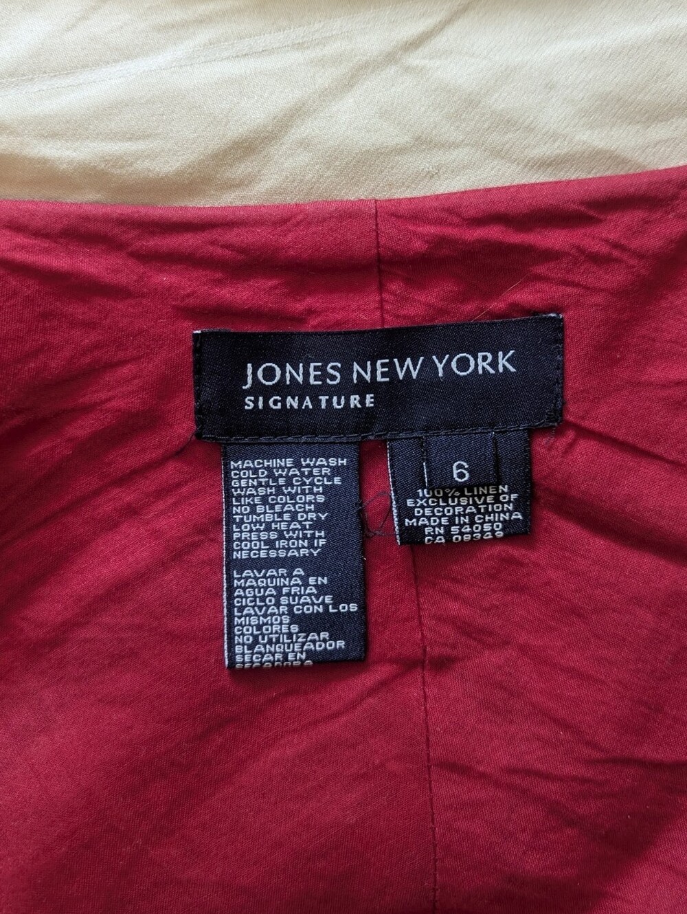 NWOT Vintage Jones New York Linen Red Plaid Circle Skirt - Picture 6 of 6